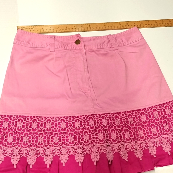 Metro style skits| Women's casual summer pink/ ruffle layer scallop skirt size 8 - Picture 2 of 10